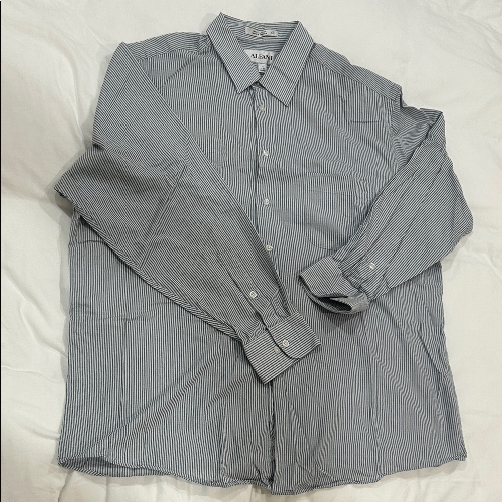 Alfani Men's Pinstripe Dress Shirt - Black and White